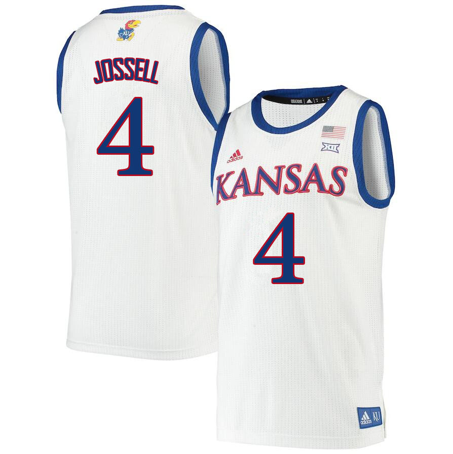 Men #4 Latrell Jossell Kansas Jayhawks College Basketball Jerseys Sale-White